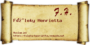 Füleky Henrietta névjegykártya